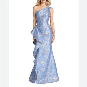 Jacquard One Shoulder Side-Ruffle Gown, NEVER WORN! Current style